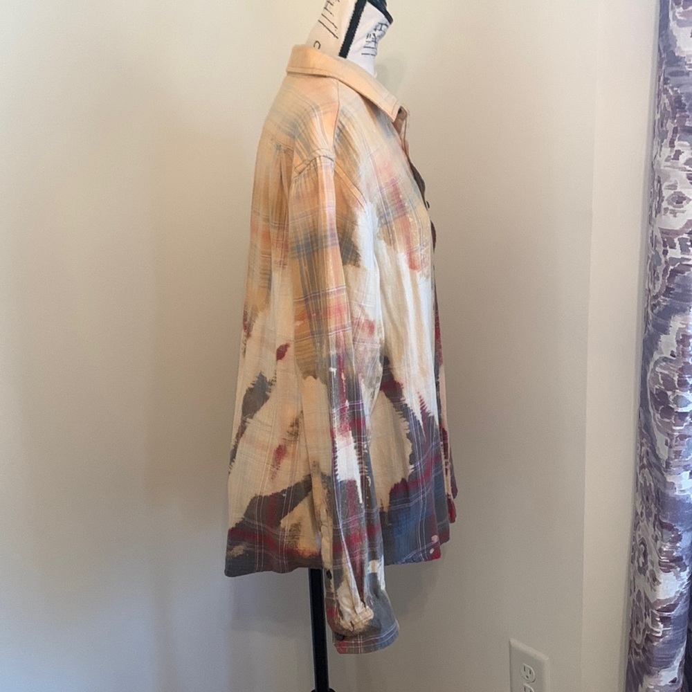 Franklin Flannels Vintage Bleach Splattered Button Down (Blue,Yellow,Red &Green) - Picture 4 of 10